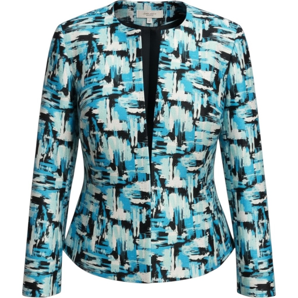 Jones Studio Separates Women 18W Blue Black Abstract Open Front Blazer 8EF82X915
